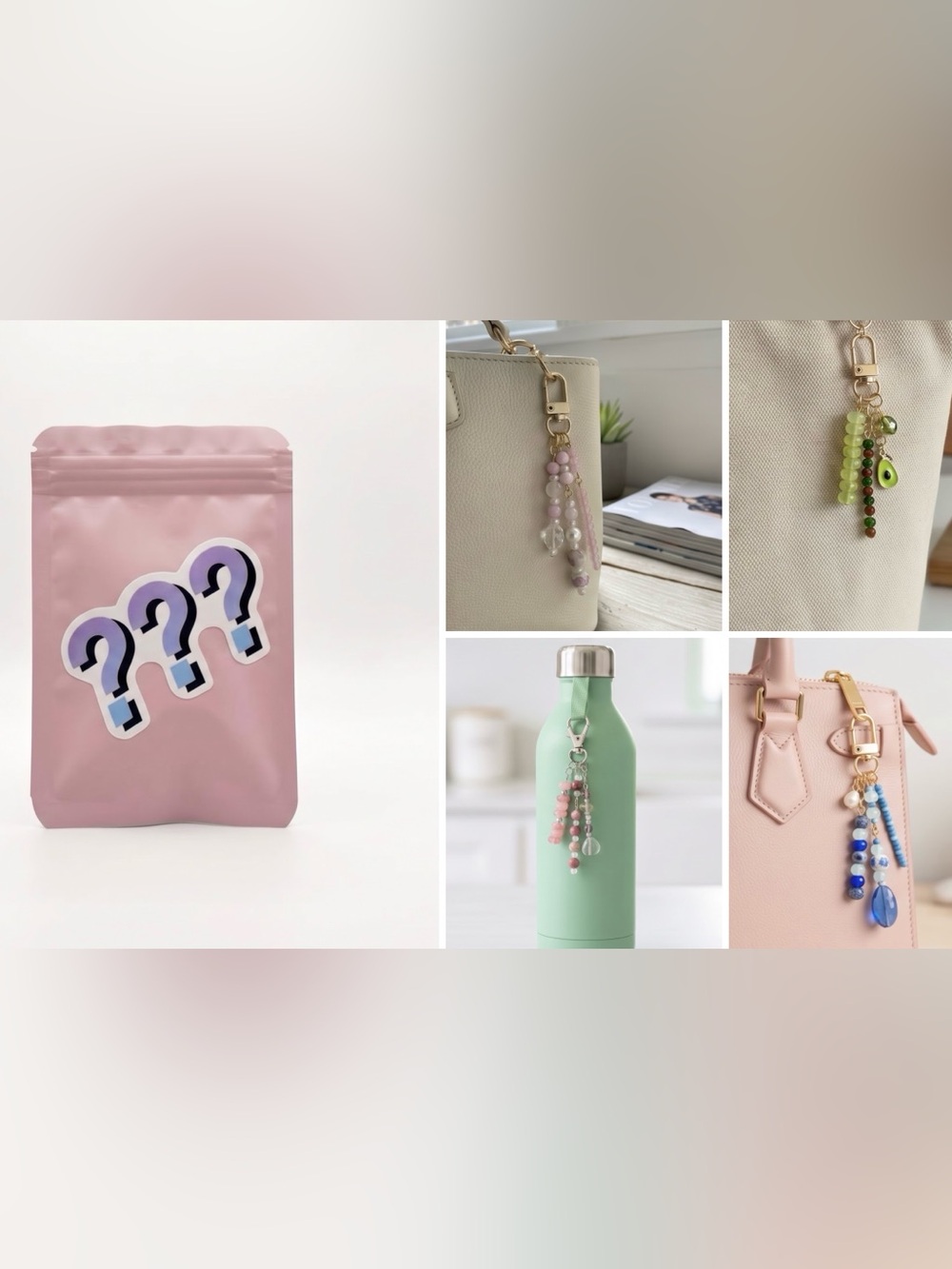 Surprise Mystery Beaded Bag Charm Keychain Accessory